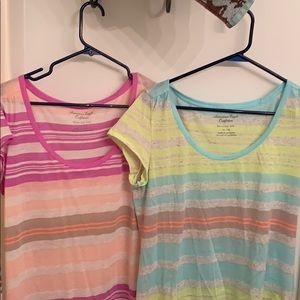 2 American eagle striped shirts